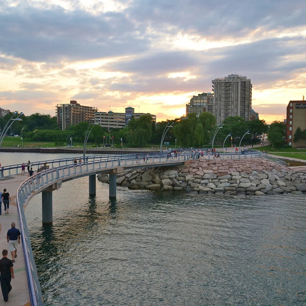 Waterfront promenade at Spencer Smith Park in Burlington, Ontario
