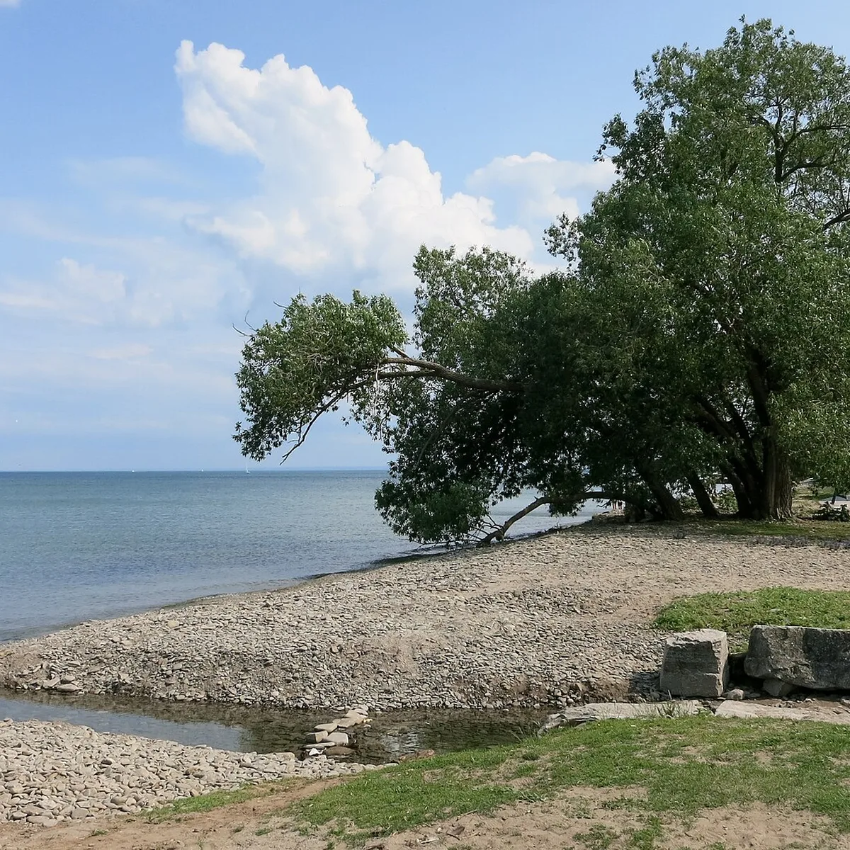 Lake Ontario shoreline and waterfront at Coronation Park in Oakville